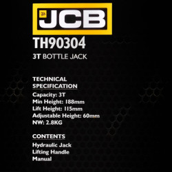 Хидравличен крик JCB ТH90304, тип бутилка, 3т